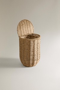 Round seagrass <b>basket</b> <b>with</b> flip-top <b>lid</b> Handmade Storage <b>Basket</b> Wholesale eco-friendly Made Viet Nam - Product Image 1