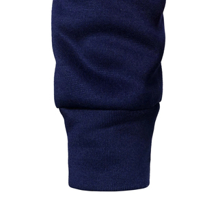 Sweat-shirt à capuche pour homme, style patchwork color block, coupe classique, tricoté, décontracté, automne, bleu, blanc, rouge - Product Image 4