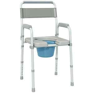 Sedia comoda per anziani con altezza regolabile, verniciata a polvere, con braccioli e capacità di 300 libbre - Grigia - Product Image 1