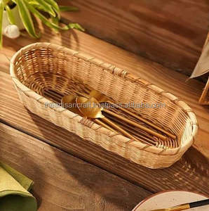 Handmade Natural <b>Crafts</b> Souvenirs Eco-friendly Polished <b>Rattan</b> Brown Tray Platter Love Style Decorative Jewelry Plate Oval Shape - Product Image 1
