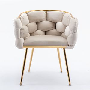 Fauteuil individuel moderne de luxe en velours pour chambre à coucher, idéal pour la détente, comme tabouret de coiffeuse ou table de manucure - Product Image 5