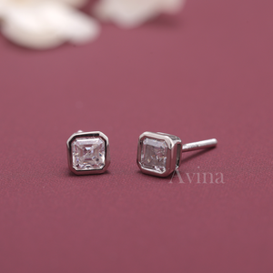 IGI Certified Lab Grown Diamond Asscher Cut Bezel Stud <b>Earrings</b> 9K White / Rose / Yellow Gold Screw Back Minimalist <b>Earrings</b> - Product Image 4