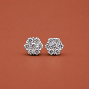 Floral <b>Moissanite</b> <b>Earring</b> for Women, Sparkling Cluster Design, Elegant Everyday Jewelry - Product Image 1