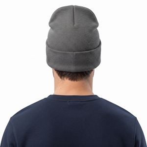 Bonnet tricoté unisexe personnalisé avec logo, en acrylique et coton, bord jacquard brodé, chaud et extensible – Fournisseur en gros - Product Image 2
