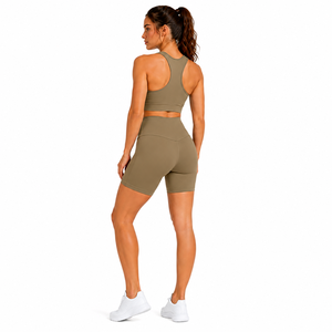 Solid <b>Colour</b> Yoga Gym <b>Set</b> Women High Elastic Activewear Two Piece Workout <b>Set</b> Breathable Sportswear <b>Set</b> Tight Fitness Clothing - Product Image 5