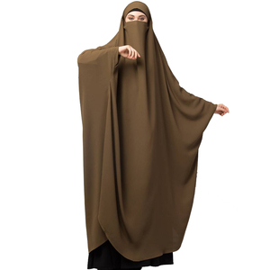 <b>Brown</b> Hooded Abaya Women Long Sleeve Floor Length Loose Fit Modest Islamic Clothing For Prayer Middle East Style Solid Color - Product Image 1