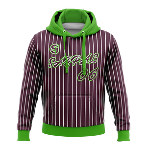 Sudadera con Capucha Personalizada con Bordado 3D para Hombre, Diseño a Rayas, Color Verde, Logotipo Personalizado, Bolsillo Delantero, Sudadera Informal de Otoño, Sudadera de Forro Polar para Gimnasio - Product Image 1