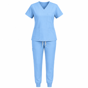 Uniformes Médicos Personalizados con Logotipo OEM para Hombres y Mujeres, Uniformes de Enfermera y Doctor de Hospital, Traje de Trabajo Elástico de Poliéster y Spandex para el Sector Sanitario - Product Image 1