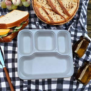 แผ่นชานอ้อยทรงกลมแบบย่อยสลายได้4ช่องเป็นมิตรต่อสิ่งแวดล้อมถาดใส่อาหารแบบย่อยสลายได้ตามธรรมชาติ - Product Image 1