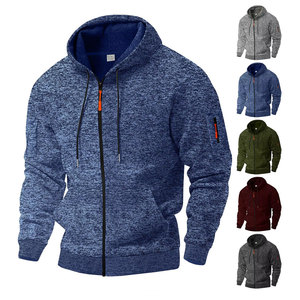 Veste à capuche zippée en molleton épais 100 % coton pour homme, multi-poches, anti-boulochage, idéale pour le sport et l'automne – Vente en gros - Product Image 1