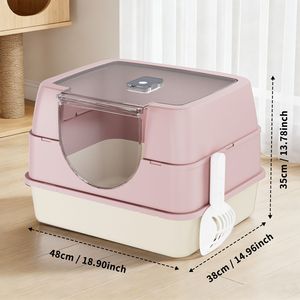 Pink Galaxy Enclosed Cat Litter <b>Box</b> Stable Durable ABS Material XL <b>Large</b> for Pet Families WorldWide Sealed Prevent Odors Sanding - Product Image 1