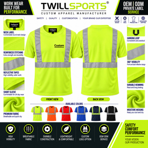 In Stock Custom Print <b>High</b> Visibility Long Sleeve Construction <b>Shirts</b> Dry Fit Hi <b>Vis</b> Men's Safety Work <b>T</b>-<b>shirts</b> with Pocket - Product Image 6