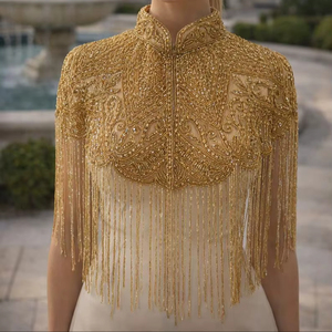 Multiple Colors Haute Couture Dress Decoration Gold <b>White</b> Beading Trimming Beaded Trim Fringe - Product Image 1