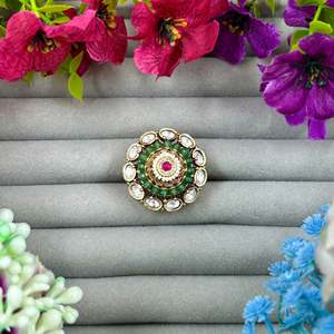<b>Indian</b> Ethnic Artificial Jewellery Pooja Heritage Adjustable <b>Ring</b> for Casual Style - Product Image 2