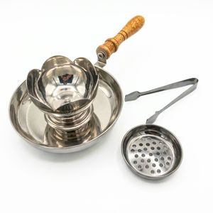 Quemador de incienso árabe de lujo de acero inoxidable con pinzas para carbón y mango de madera para decoración del hogar y fragancia aromática - Product Image 4