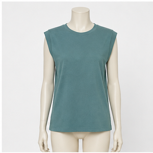 Women's Minimalist Cap Sleeve Cotton Crew Neck <b>Top</b> - Product Image 3