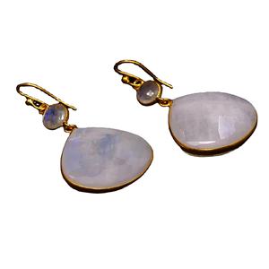 Colgante de moda 925 plata esterlina blanco Arco Iris piedra preciosa clásico mujeres desgaste chapado en oro conjunto de pendientes - Product Image 1