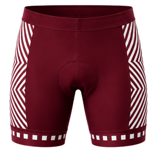 Shorts de cyclisme rembourrés blanc bordeaux personnalisés, respirants, extensibles, à séchage rapide, pour la course, l'entraînement, le vélo de route, les sports cyclistiques - Product Image 1