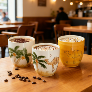 Arabic Rustic Pots <b>and</b> <b>Cups</b> Handcrafted Ceramic <b>Tea</b> <b>Saucers</b> Rustic Style Pottery Collection - Product Image 4