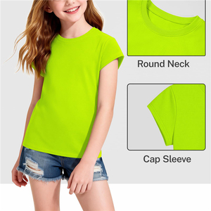 Girls <b>Neon</b> Green Crewneck T-Shirt Cotton Jersey School Uniform <b>Top</b> For Children Kids Tee Shirts <b>Tops</b> - Product Image 5