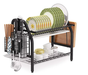 Organisateur d'évier télescopique magnétique double niveau OEM/ODM Vietnam avec égouttoir et étagère de rangement pour torchons - Product Image 2