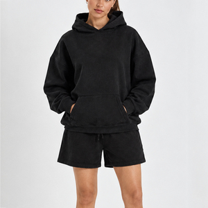 Ensemble sweat à capuche et short imprimé pour femme en polyester et coton, style décontracté, deux pièces, streetwear personnalisable - Product Image 2