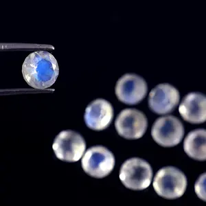 Anam Emporium's High Quality Natural Rainbow Moonstone Loose Round Pe Faceted Cut Gemstones - Product Image 1