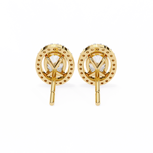 Pendientes de Diamantes Cultivados en Laboratorio con Halo Flotante Ovalado, Oro Amarillo Sólido de 10K, 14K, 18K, Pendientes Solitarios de 1.94ctw para Mujer, Joyería Fina - Product Image 6
