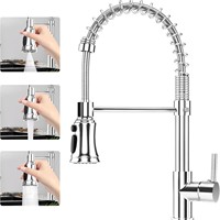 Robinet de cuisine moderne et contemporain de haute qualité en laiton, à un seul trou, avec douchette extractible, finition brossée, noyau de valve en céramique