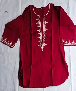 Kurta Tradicional de Algodón para Mujer con Bordado, Corte Holgado, Estilo Informal, Estilo India-Pakistán, para Todas las Temporadas 86845 BLUESTAR- BS...177 - Product Image 3