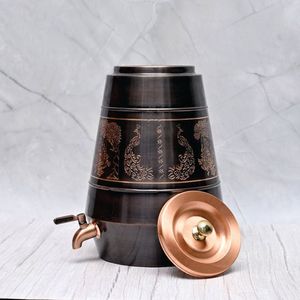 Distributeur d'eau en cuivre artisanal avec robinet, réservoir de stockage en métal finition antique pour la cuisine domestique, conteneur d'eau potable - Product Image 5