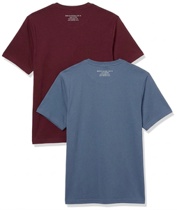 T-shirts personnalisés pour hommes en coton uni, col en V, bleu marine, manches courtes, décontractés, basiques, doux, respirants et légers - Product Image 2