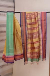 Sari de Seda y Algodón Tejido a Mano de Primera Calidad con Borde Rojo Zari en Contraste |   Colección Elegante de Ropa Festiva para Fiestas y Bodas para Mujer 01 - Product Image 4