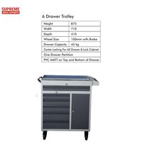 Armoire de chariot à outils robuste à 6 tiroirs avec système de verrouillage central à verrouillage latéral Roues de frein Tapis en PVC Tiroirs cloisonnés OEM