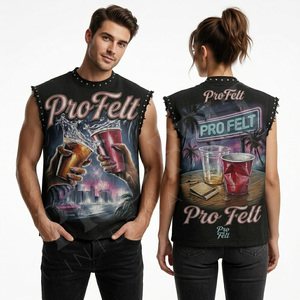 Apparel OEM ODM High Quality Vintage Graphic Sleeveless Tank Top Streetwear Summer Casual Trendy Custom Print Unisex Shirt Men - Product Image 2