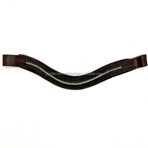 Wave Shape Empty channel padded leather horse brow band inlaid small multicolor crystals bling <b>chain</b> brow band for horses - Product Image 5