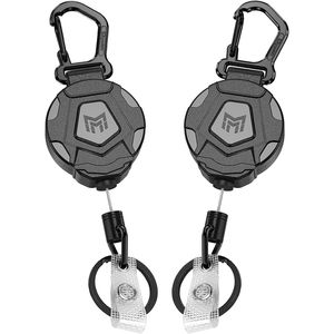 Set da 2 Portachiavi Retrattili in Acciaio Resistente da 31,5 cm, Porta Badge Tattico con Moschettone e Portachiavi Promozionali - Product Image 1