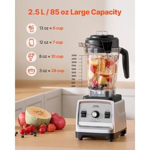 Blender professionnel commercial de 85 oz 1400W pour smoothies, multifonctionnel, pour la préparation des aliments, avec 2 tasses, moteur puissant - Product Image 3