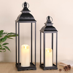 Lanterne à bougie en fil de fer noir pour la décoration de la maison, les mariages et les fêtes, lanternes suspendues et au sol en promotion - Product Image 4