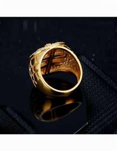 Premium <b>Mens</b> Hip Hop Jesus Cross <b>Ring</b> Diamond Look Round Top 925 Sterling <b>Silver</b> 10K 14K Gold Finish Party Wear Jewelry - Product Image 6