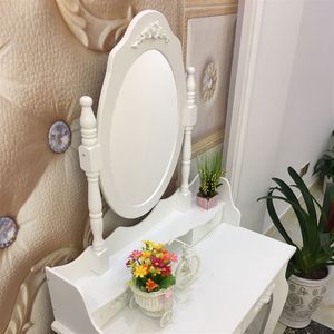 Modern Concise White Dresser with 4 Drawers and 360 Degree Rotation Removable <b>Mirror</b> <b>Makeup</b> Vanity-32759839 - Product Image 4