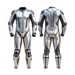 Traje de Motociclismo de Cuero Genuino para Hombre, Manga Larga, Impermeable, para Invierno, Color Plateado, Protección Personalizada, Venta al Por Mayor - Product Image 3