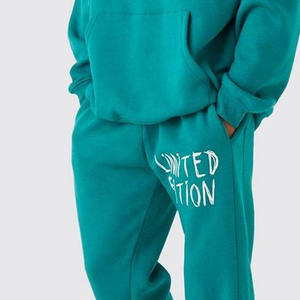 Custom Men's Autumn <b>Flared</b> Track Suit Solid Pattern Pullover Hoodie <b>Sweatpants</b> Jogger Set Polyester Quick Dry Fleece Sporty - Product Image 4