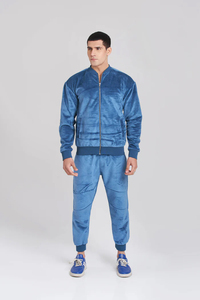 High Quality Vintage Streetwear Custom LOGO Stacked Tracksuit Men Stacked Pants With Zipper <b>Jacket</b> Set For Men / Women - Product Image 3