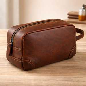 Sac de toilette en cuir de luxe pour homme, organiseur de cosmétiques, pochette de rangement imperméable pour voyage, sac LTB-0194 - Product Image 1