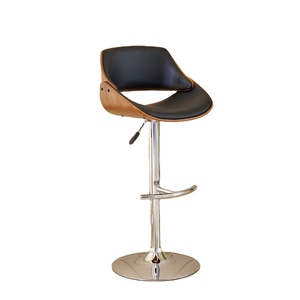 Charles Black PU Leather <b>Adjustable</b> Bar <b>Stool</b> Metal Base Modern Contemporary Design Cushioned Seat for Apartment Counter <b>Height</b> - Product Image 1