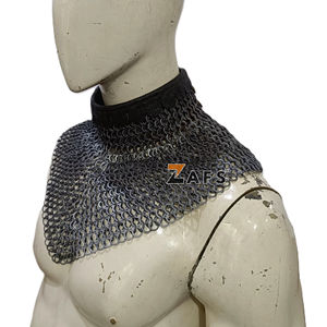 Collar de Malla Metálica Medieval de Acero Suave de 09mm, Plano y Remachado con Anillo de Arandela Plana, Armadura Histórica, Regalo de Halloween, Disfraz Hecho a Mano - Product Image 1