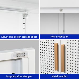 Armadio Metallico per Ufficio Domestico con 2 Ante e 2 Ripiani Regolabili, Armadietto in Acciaio Senza Serratura - Product Image 5