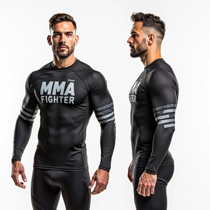 Maillot de combat MMA léger, T-shirt de compression élastique pour sportifs, Impression personnalisée, BJJ, Grappling, Entraînement de lutte, Fitness - Product Image 5