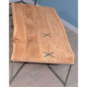 Table basse rectangulaire en métal et bois en forme de tronc d'arbre Vandana Golden Essence, 117 cm - Product Image 3